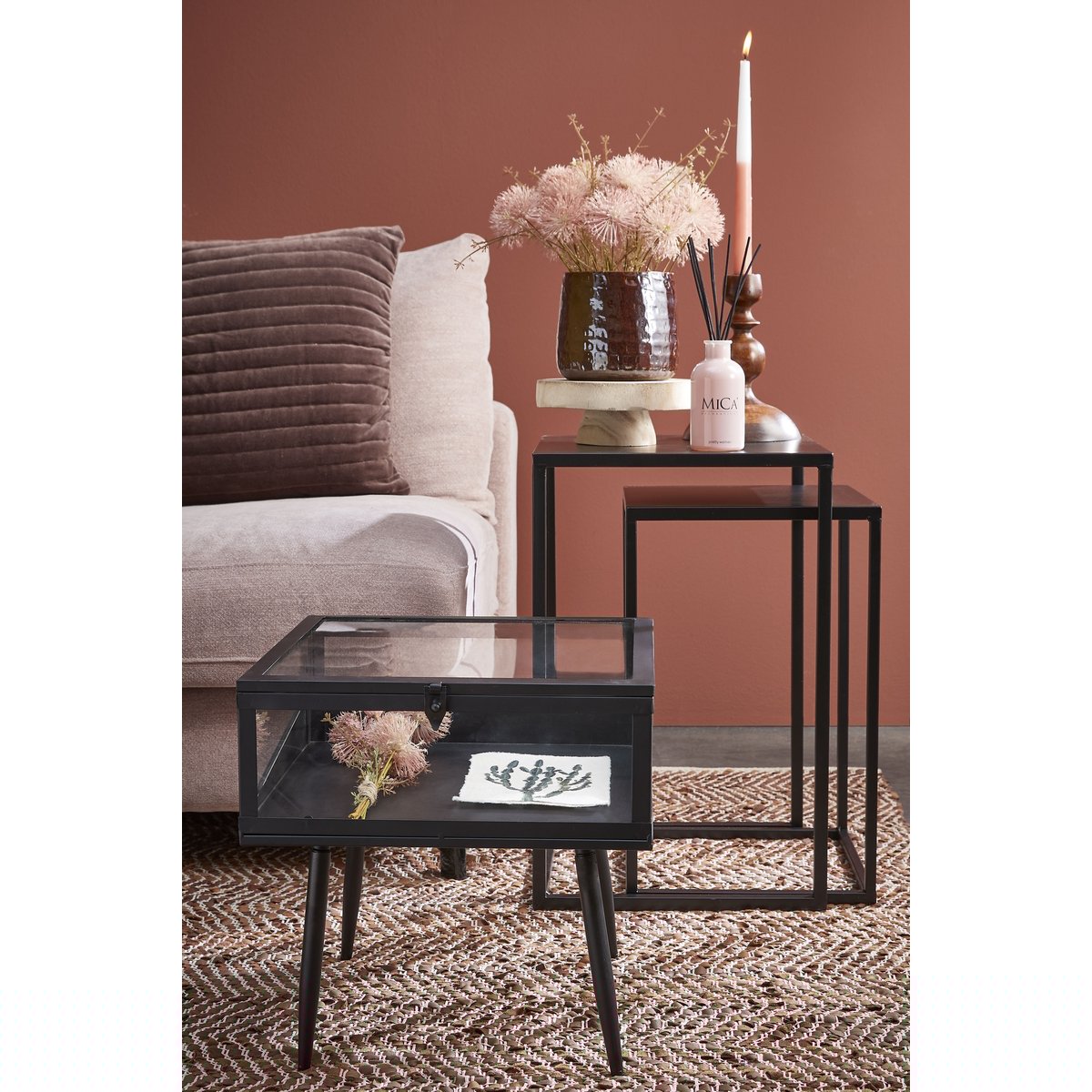 Mica Decorations - Pia Plantenstandaard - H11 x Ø30 cm - Hout - Lichtbruin