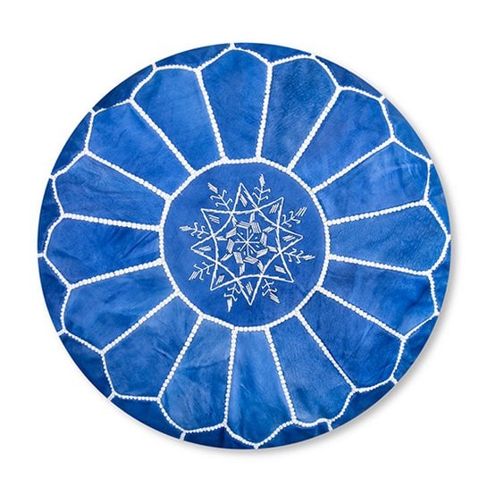 Poufs & Kissen - Lederpouf - Himmelblau - gefüllt geliefert