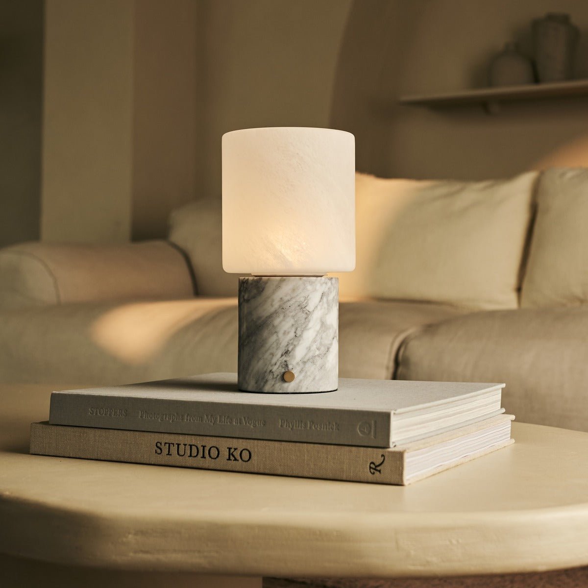 Tavellio-Amsterdam - Cuyp White / Bianco Statuarietto - Marmeren oplaadbare tafellamp