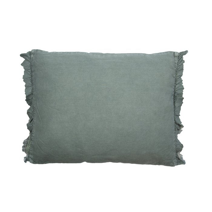 Mrs. Bloom - Vintage linnen kussen 'Quirine' (50cm x 40cm, Oud groen)