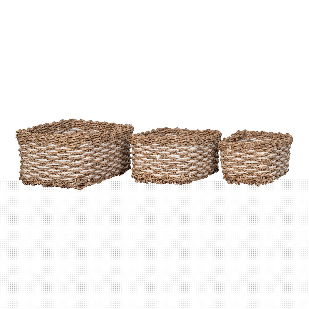 House Nordic - Pala Basket - Korb, Seegras/Papier, natur/weiß, 3er-Set