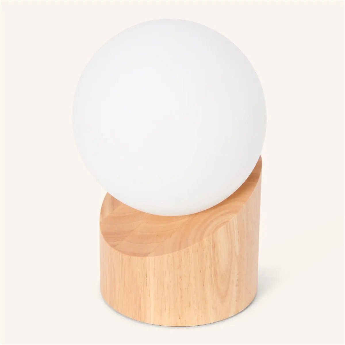 Tavellio-Amsterdam - Quin lichtbruine houten lamp met koord - duurzaam rubberwood en matglas