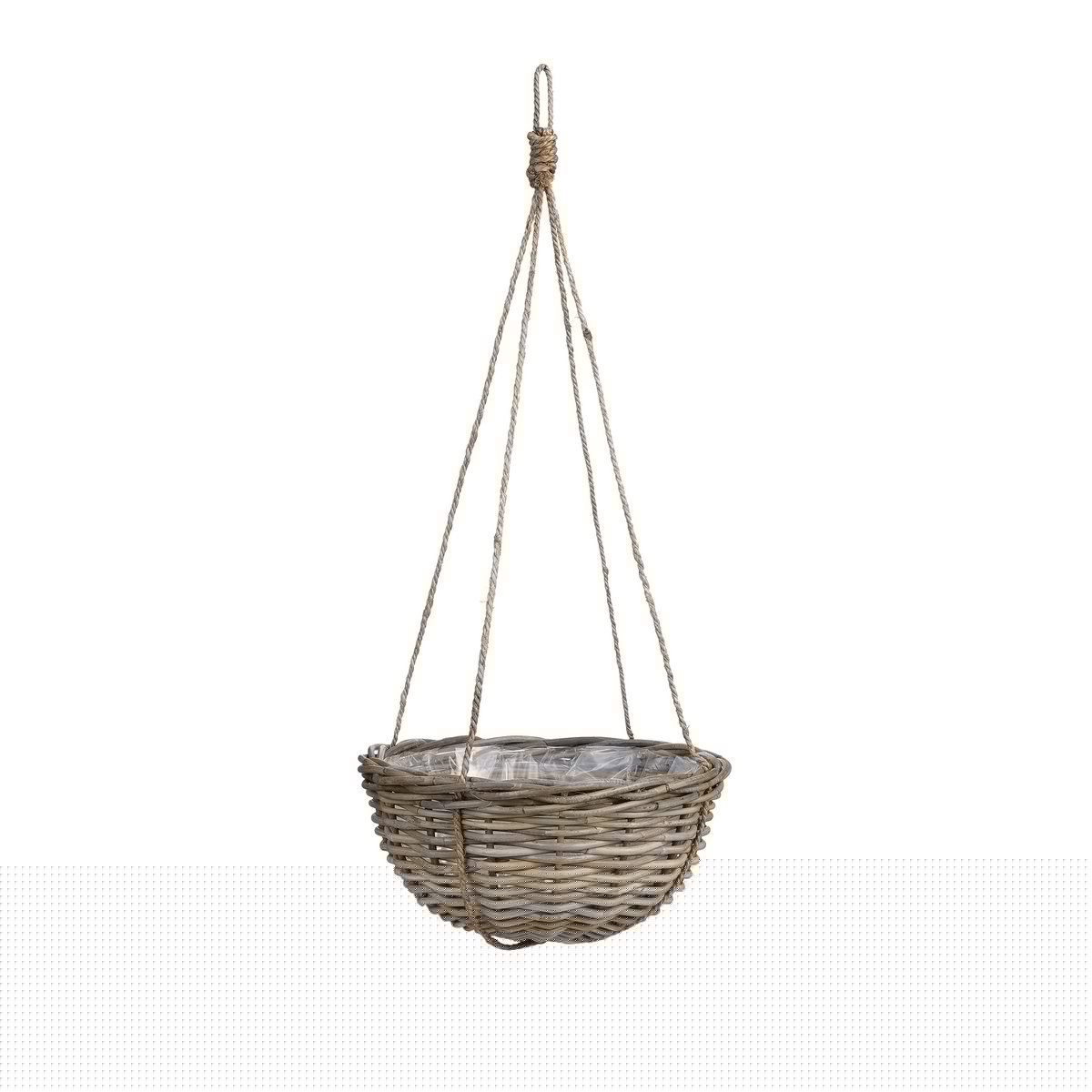 Mica Decorations - Marcia Plantenmand Hangend voor Buiten - H20 x Ø40 cm - Rotan - Grijs