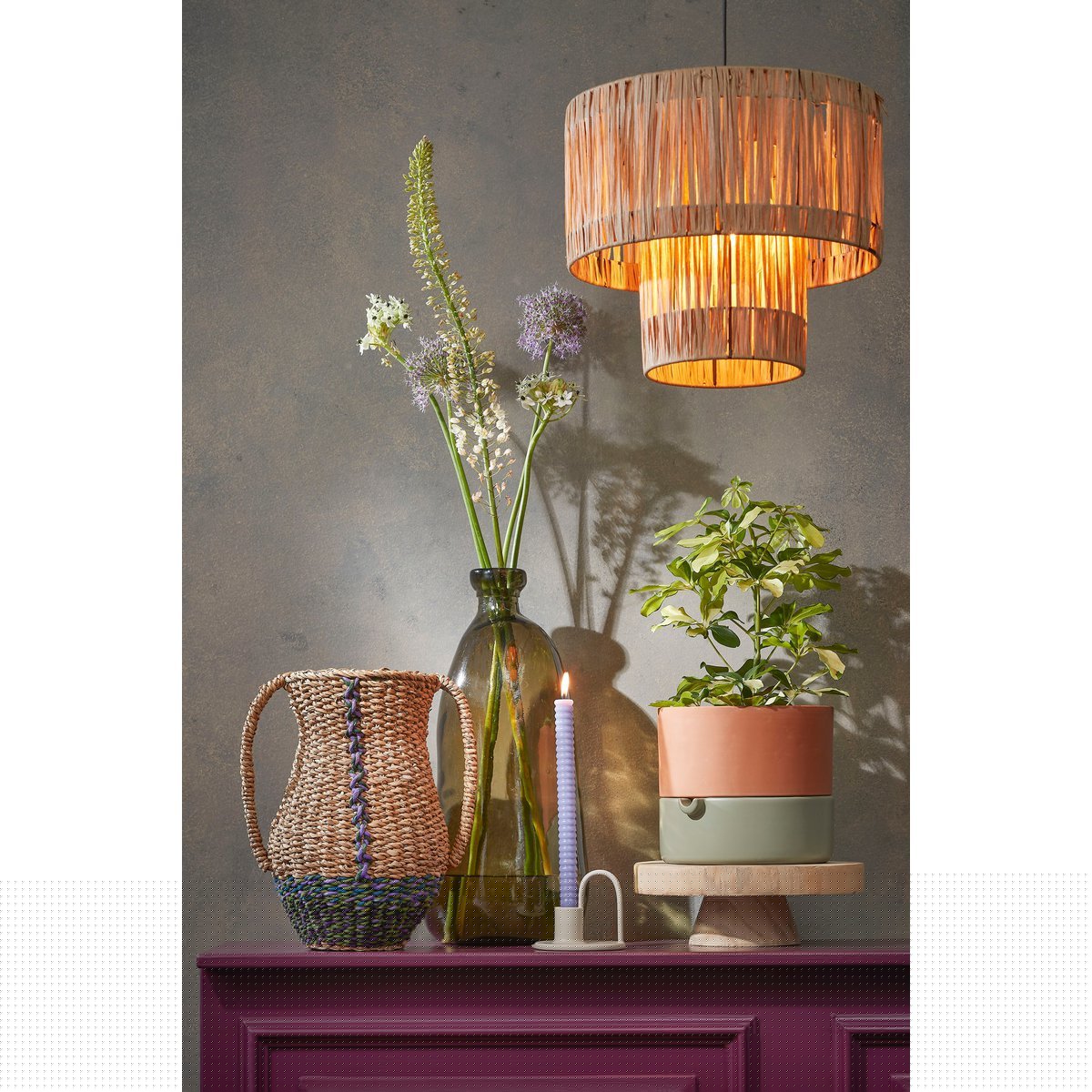 Mica Decorations - Venna Zelfwaterende Bloempot - H20,5 x Ø24 cm - Terracotta - Lichtgroen