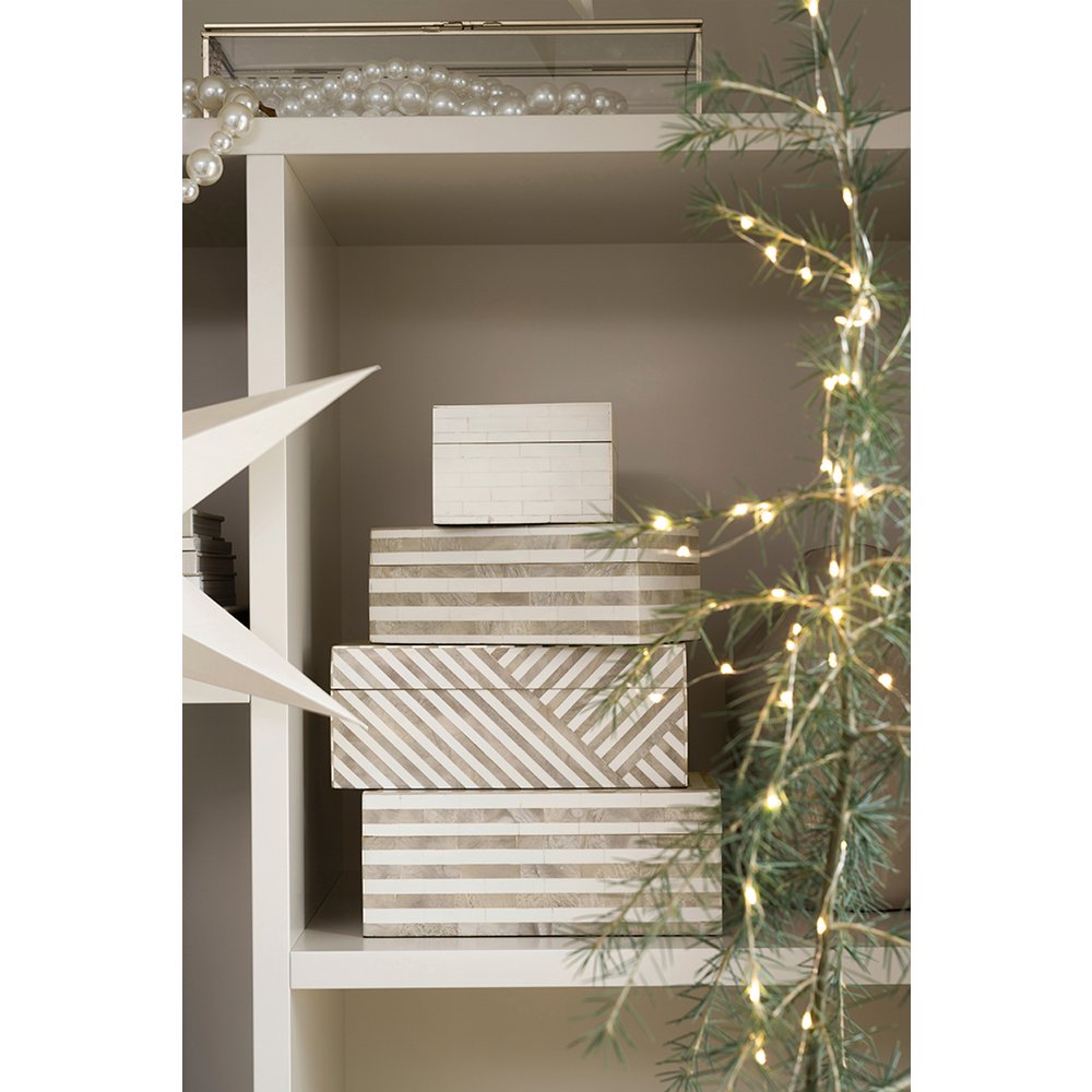 vtwonen - Opbergdoos Rechthoekig Parel Enkel Rechthoekig Streep 25x15x10cm