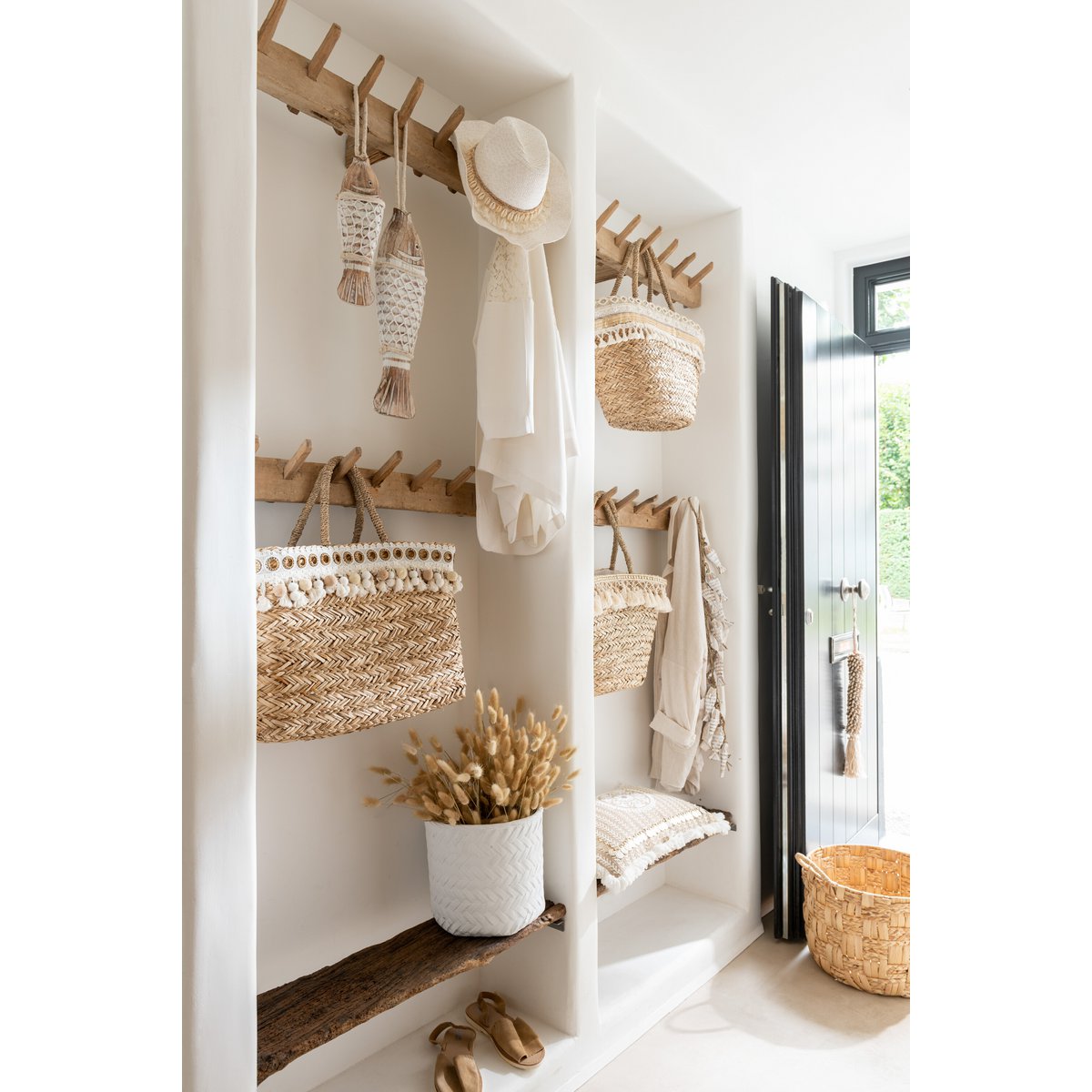 J-Line – Set mit 3 Körben, rund, Wasserhyazinthe, natürlich