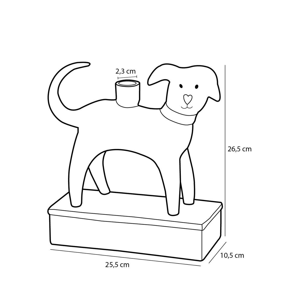 Mica Decorations – Kerzenständer Hund – L25,5 x B10,5 x H26,5 cm – Keramik – Weiß