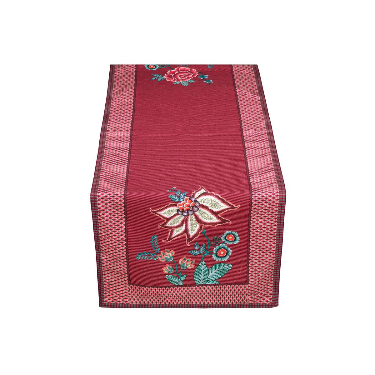 Pip Studio - Table Runner Flower Festival Dark Pink 50x150cm