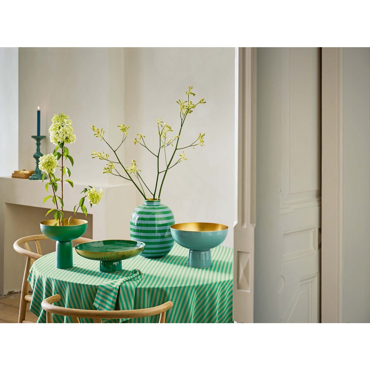 Pip Studio - Vase Metal Stripes Green 32cm