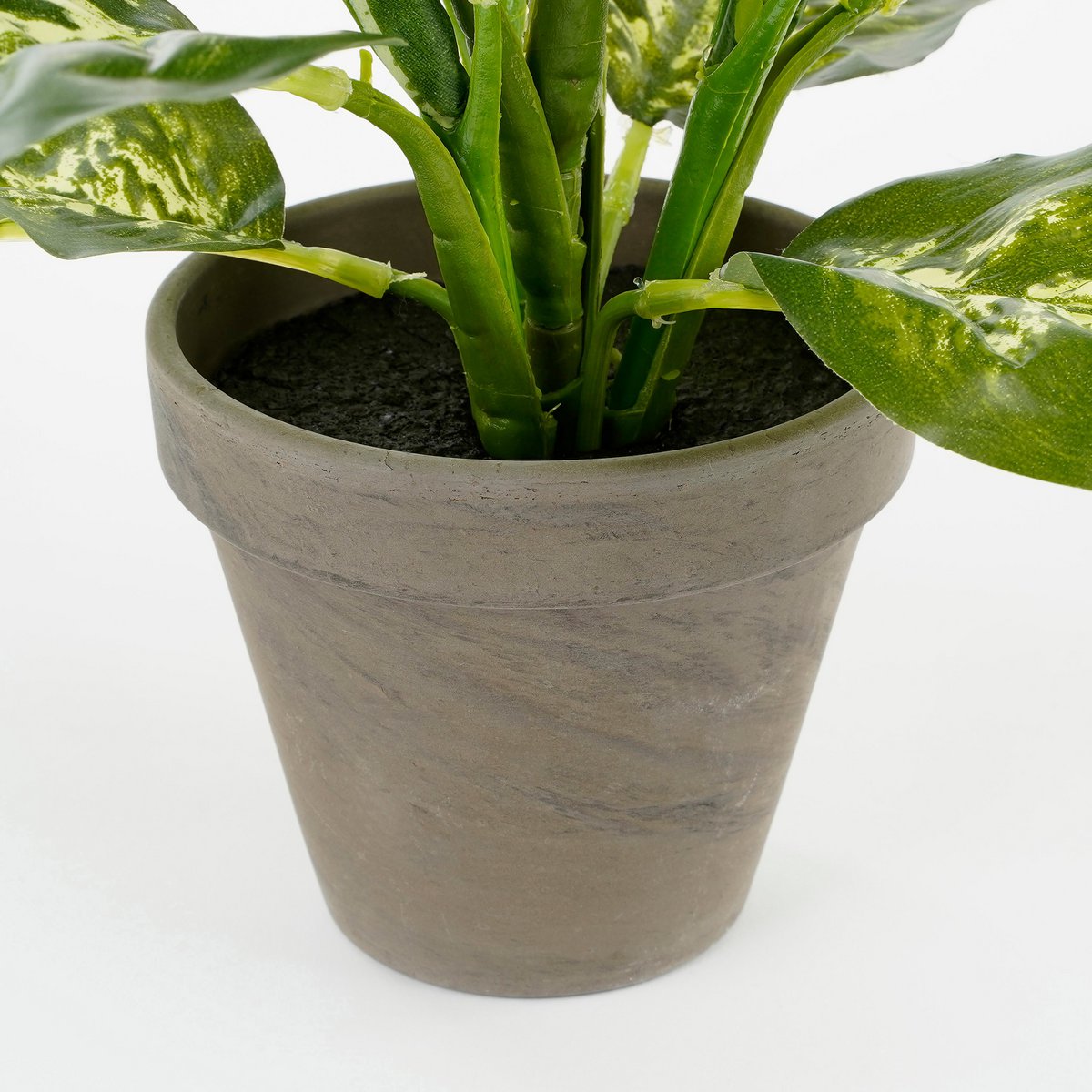 Glimmerdekorationen – Dieffenbachia Kunstpflanze im Blumentopf Stan – H40 x Ø30 cm – Grün