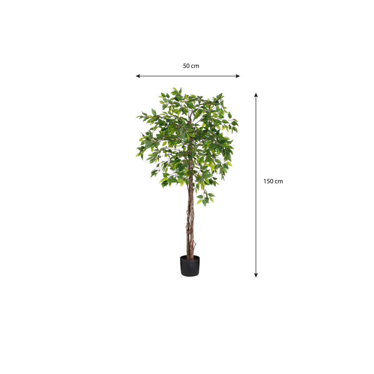 Mica Decorations - Ficus Kunstplant in Bloempot - H150 x Ø50 cm - Groen
