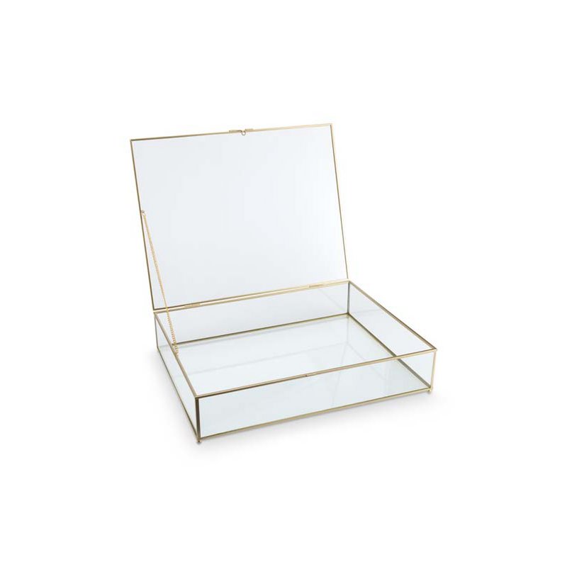 vtwonen - Opbergdoos Glas met Metalen Gouden Frame 42x33x9cm