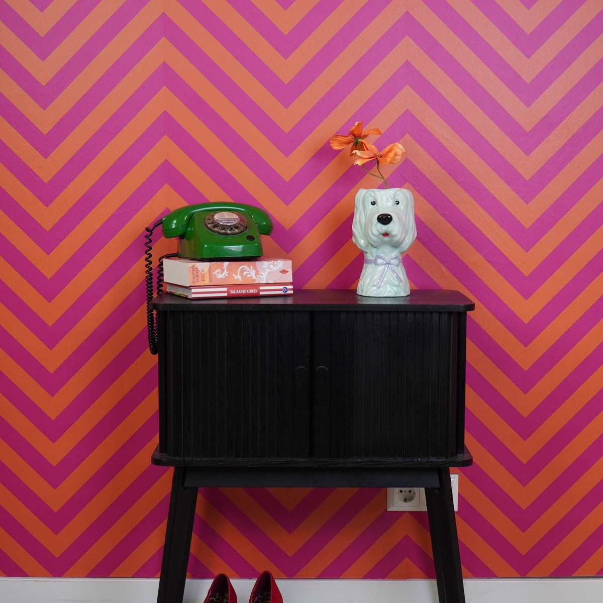 Housevitamin - Vaas -bloemen vaashond - mint/ lilac- 13x14x21cm