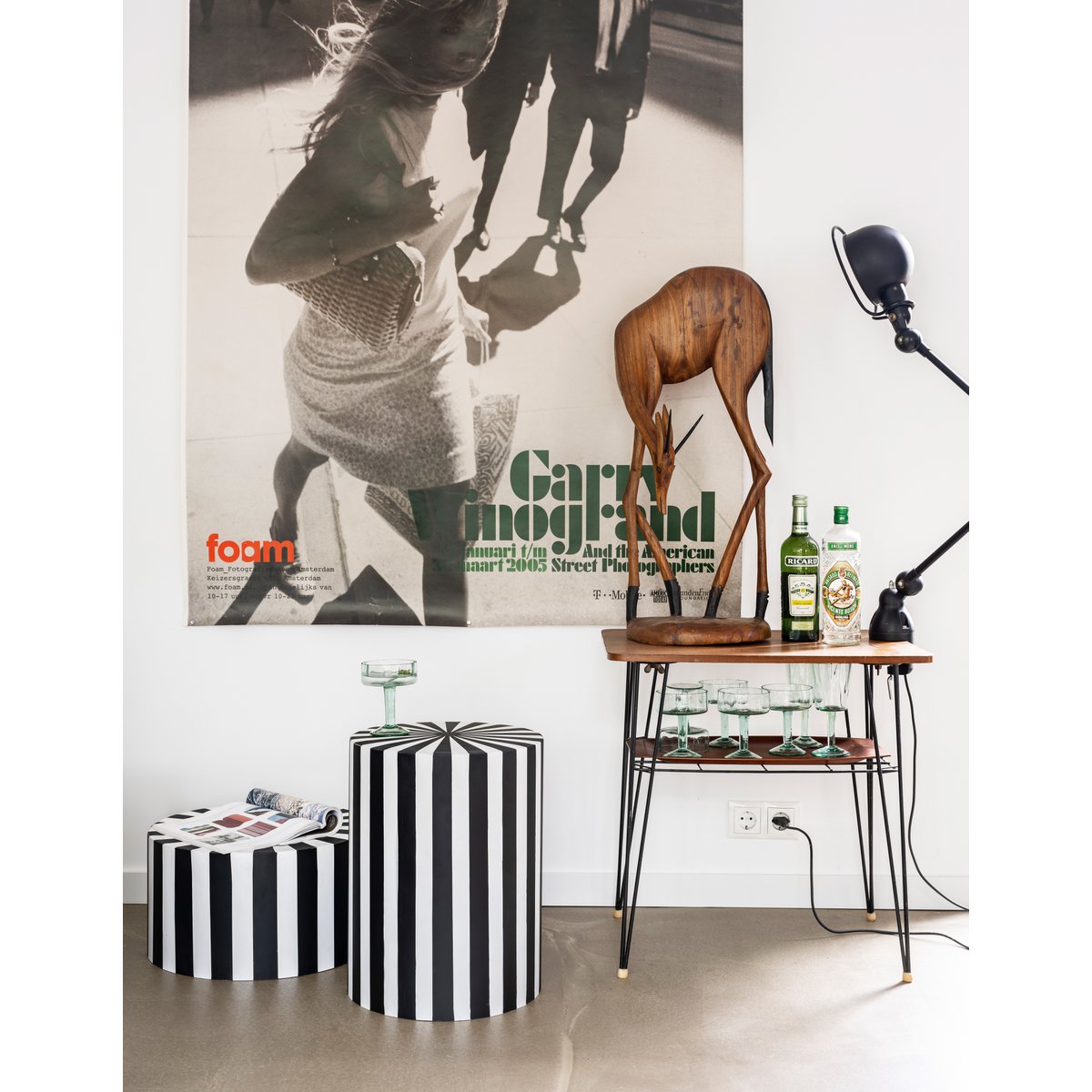 vtwonen - Side Table Metal Stripe Black 43x23cm