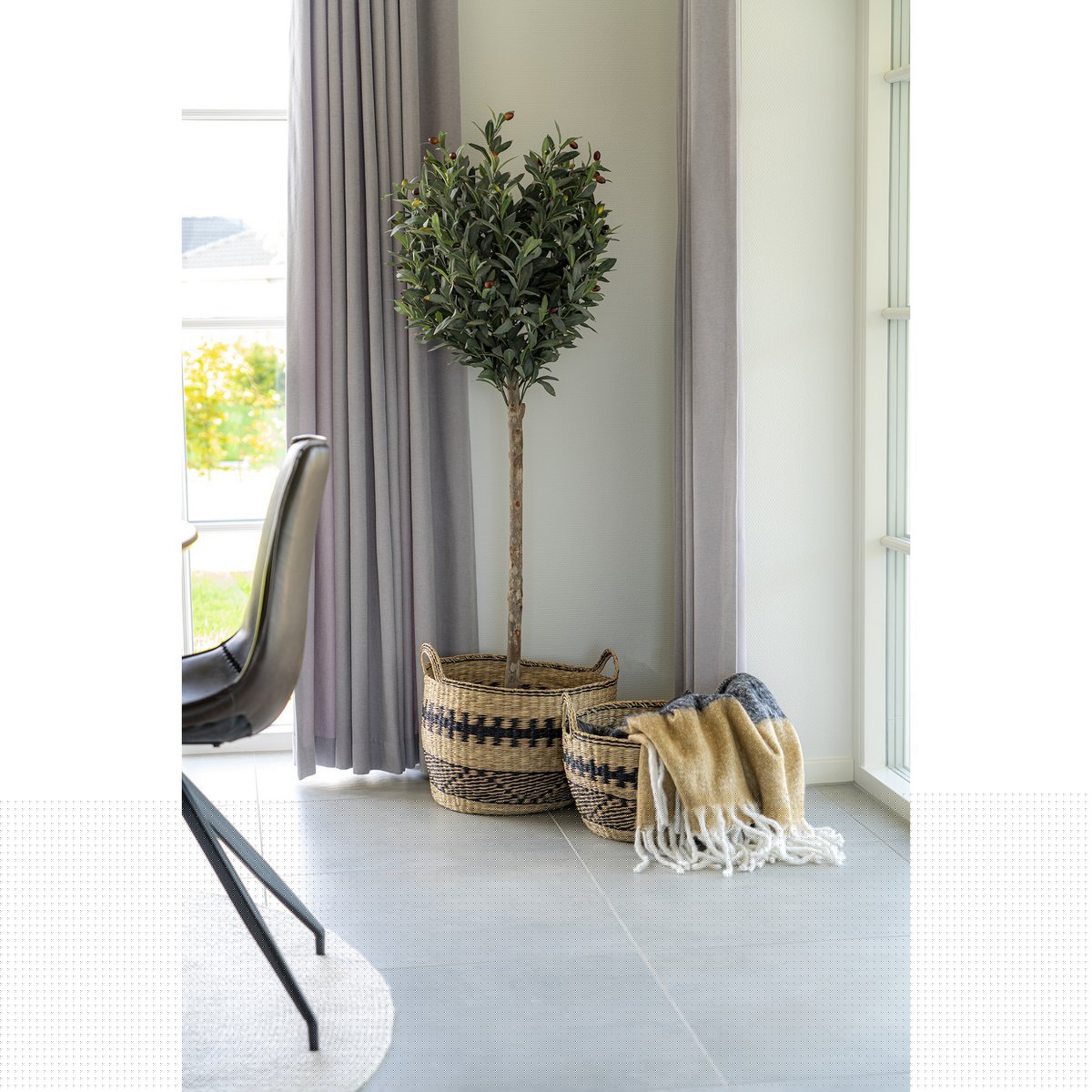 House Nordic - Sintra Plaid - Zwart, wit en bruin, 170x130 cm