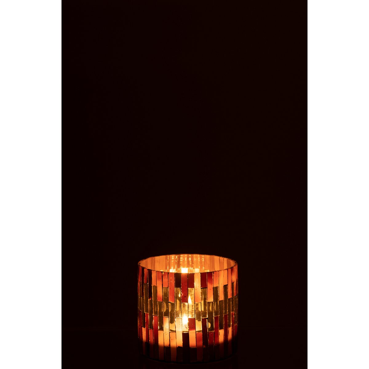 J-Line - Waxinelichthouder Chic - Glas - Bruin/Goud - Small