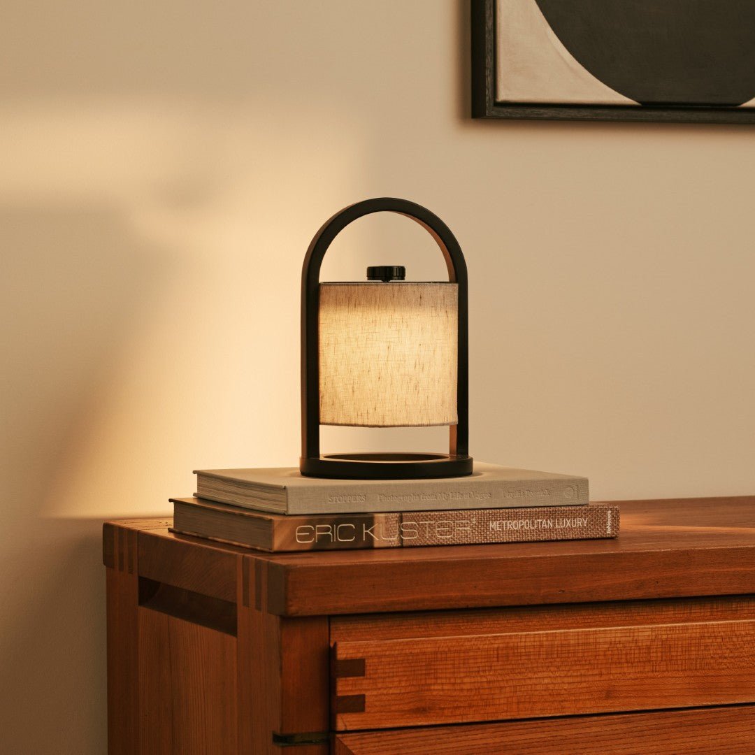 Tavellio-Amsterdam - River Black & Gray Wooden oplaadbare lamp - Dimable & snateloze licht