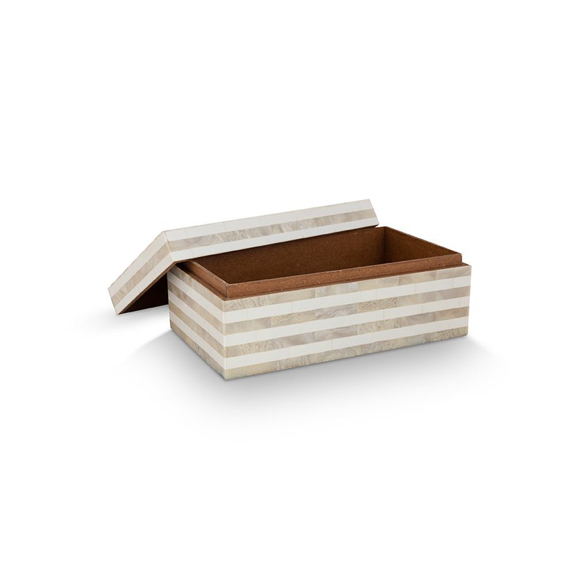 vtwonen - Opbergdoos Rechthoekig Parel Meerdere Rechthoekige Strepen 30x18x12cm