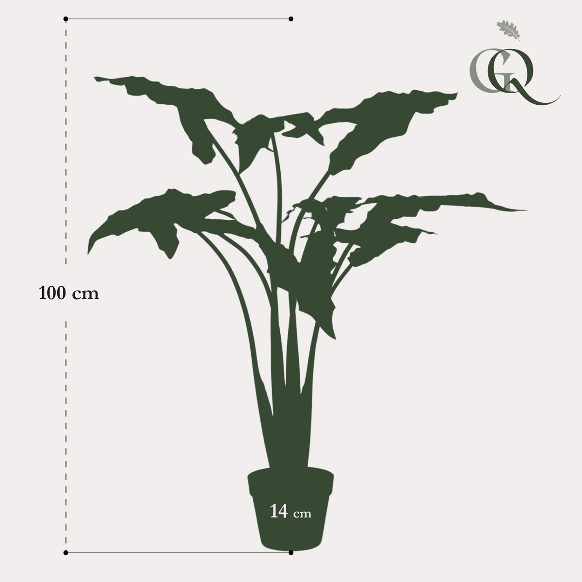 Green BoutiQ - Kunstplant - Alocasia Frydek - Olifantsoor - 120 cm