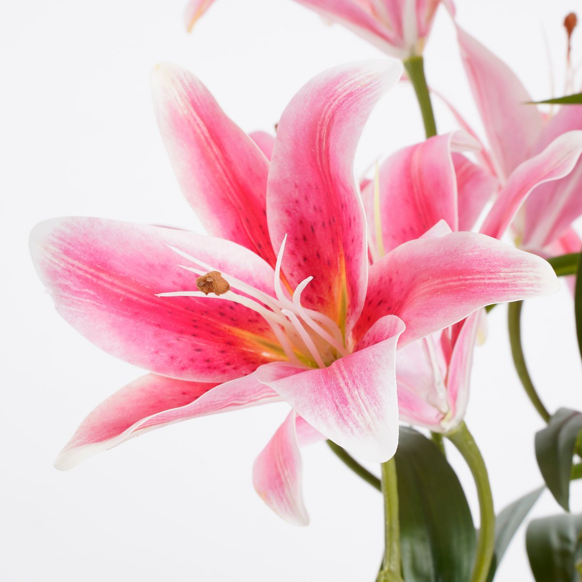 Glimmerdekorationen – Künstliche Tigerlilie im Blumentopf Stan – H47 x Ø45 cm – Fuchsia