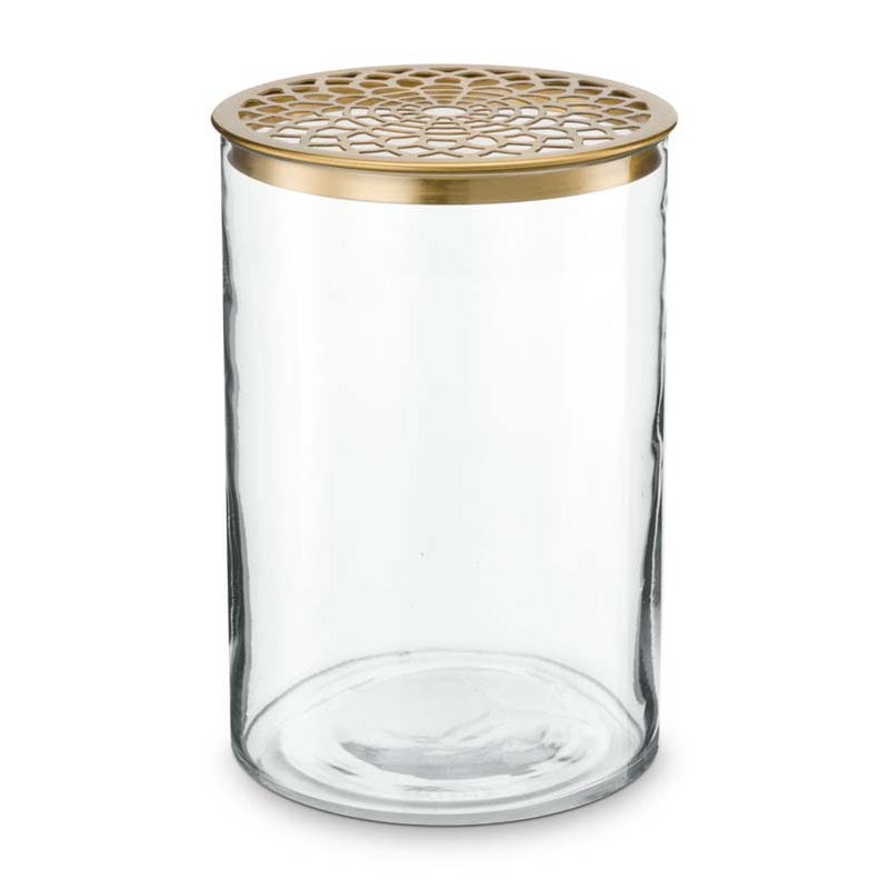 vtwonen - Vaas met metalen deksel goud 12,5x19cm