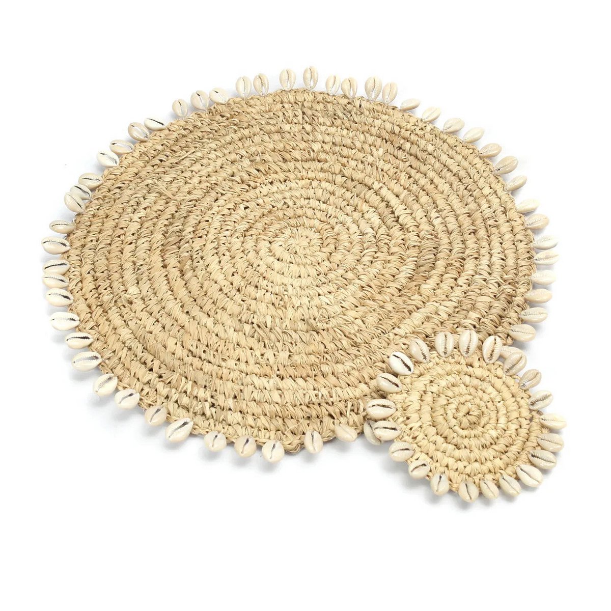 Bazar Bizar - De Raffia Schelp Placemat - Natuurlijk
