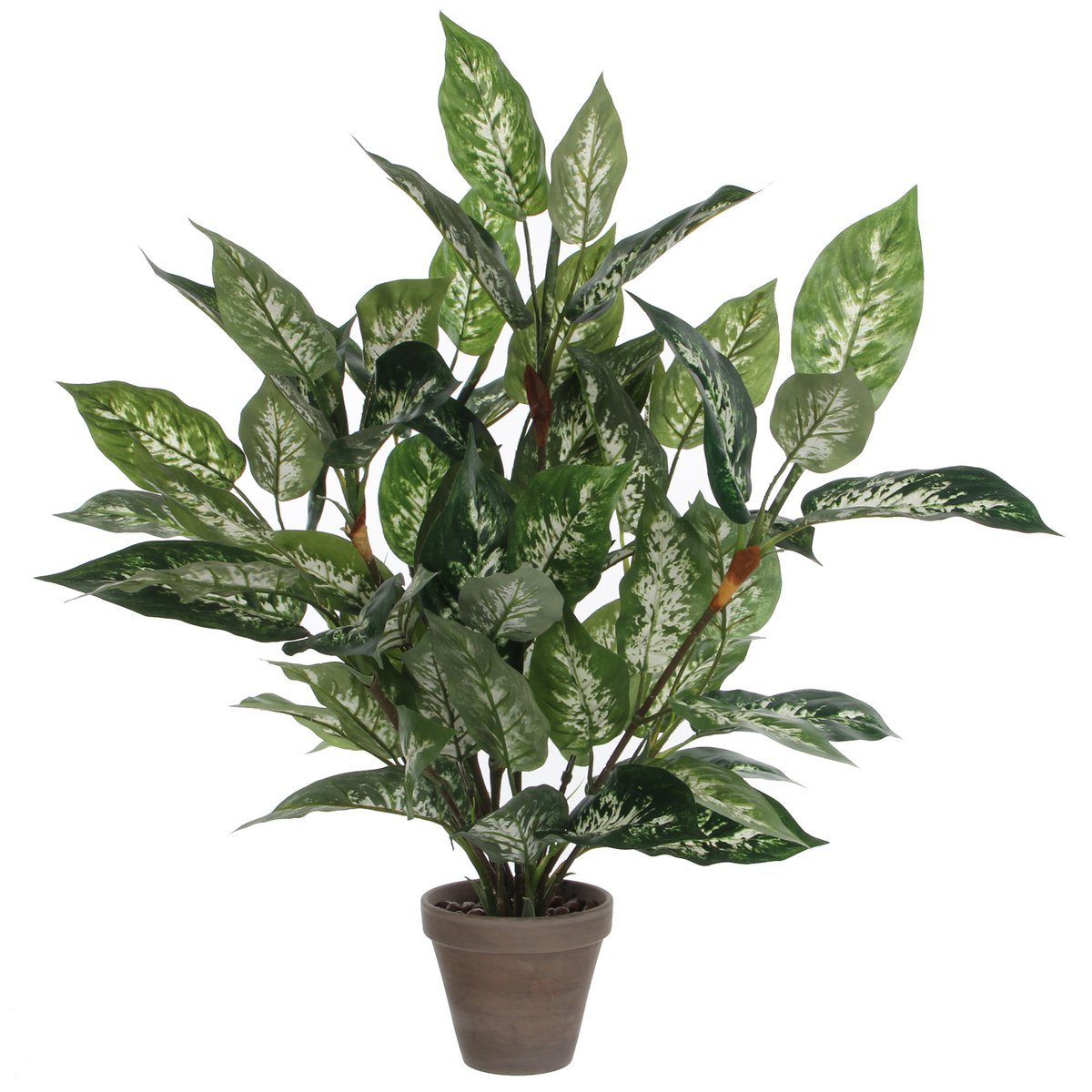 Glimmerdekorationen – Dieffenbachia Kunstpflanze im Blumentopf Stan – H70 x Ø55 cm – Grün