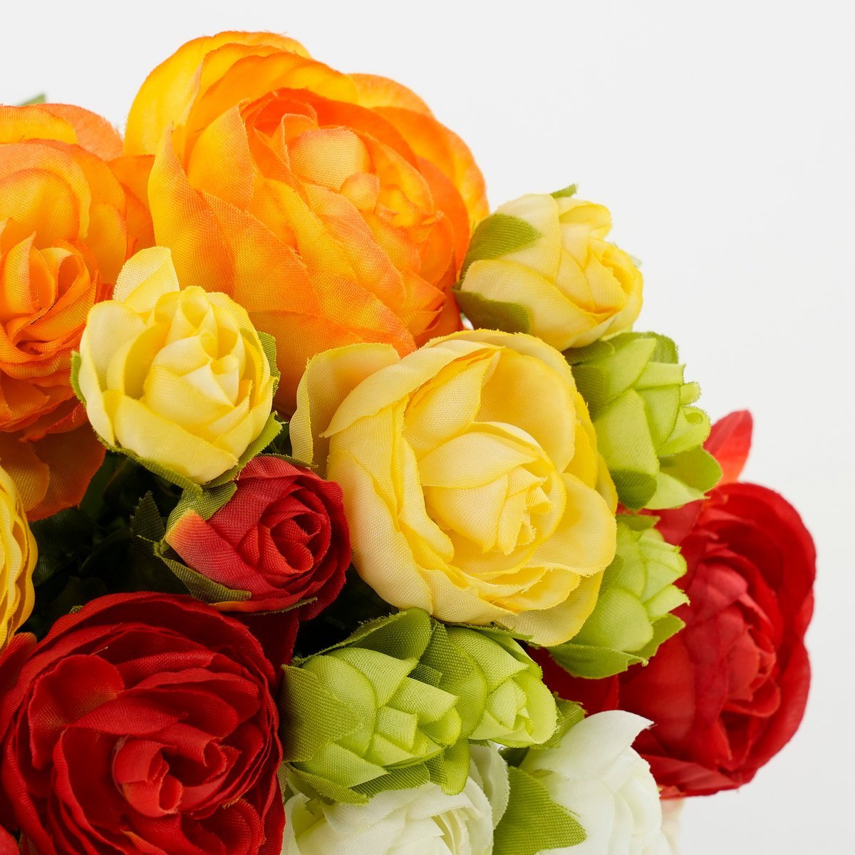 Glimmerdekorationen – Strauß künstlicher Ranunkeln – H35 x Ø26 cm – Orange