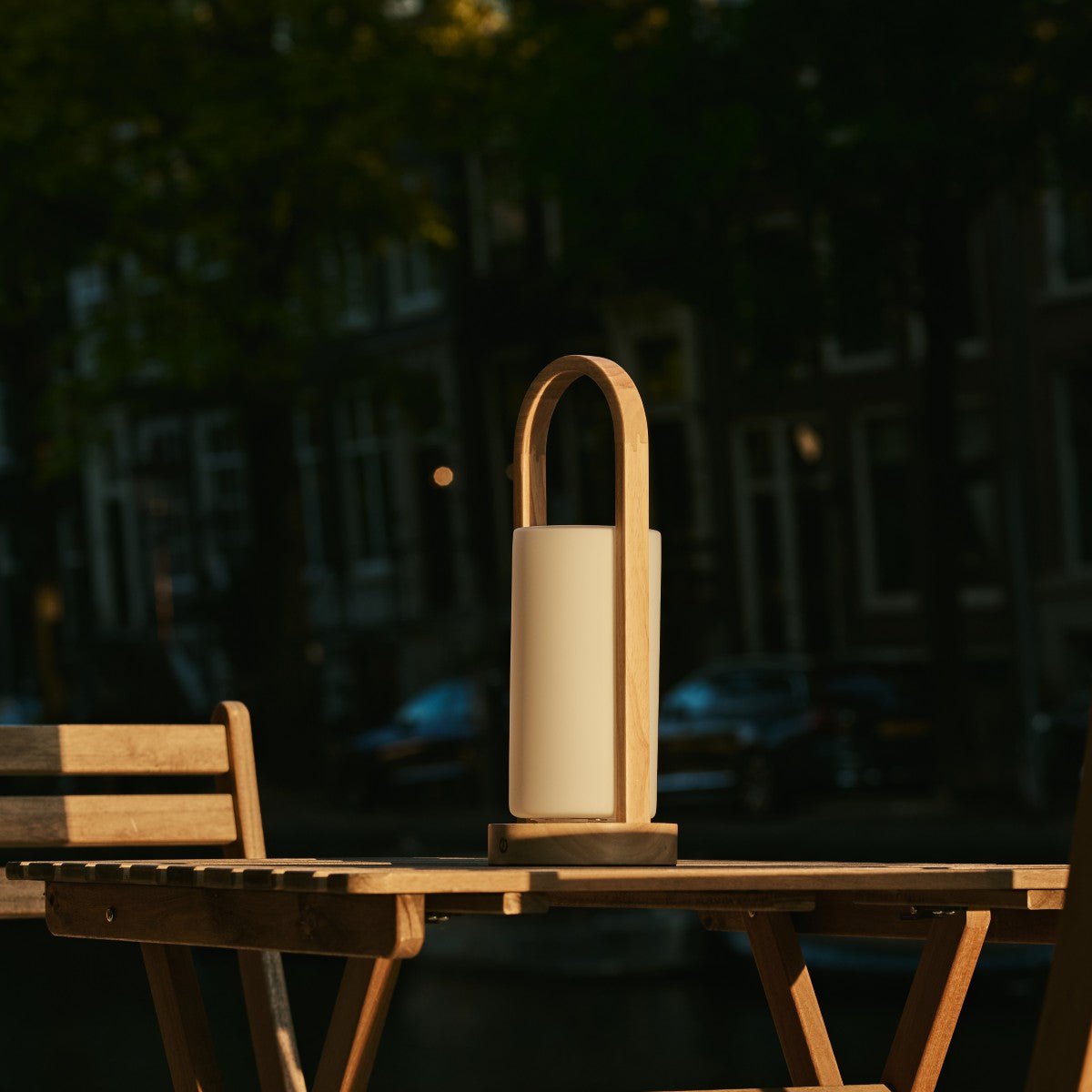 Tavellio-Amsterdam - Evie Lichtbruine Oplaadbare Houten Tafellamp – Dimbaar & Snoerloos