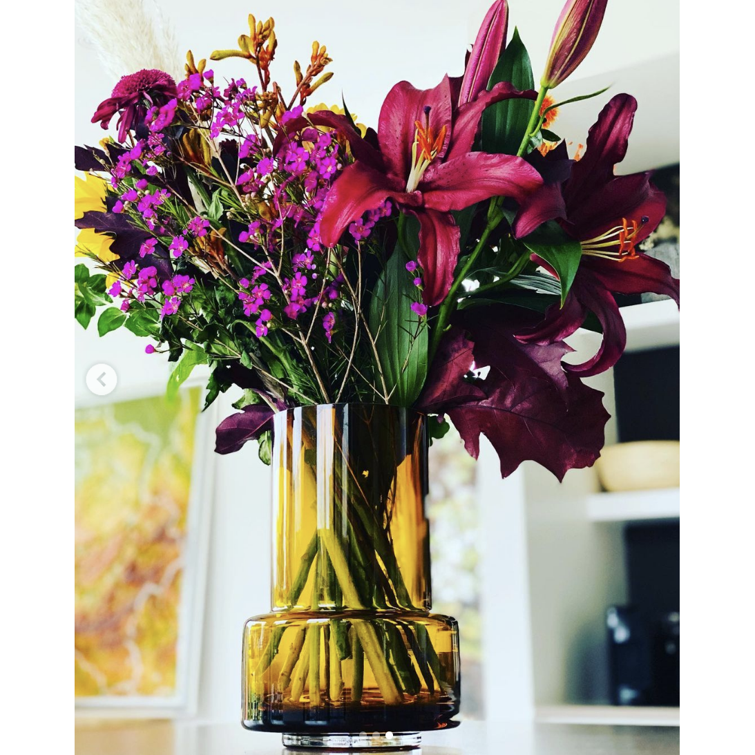 Element Accessories - Luxe glazen vaas van 9 mm, amberkleur: TYLER 25 retro designstijl