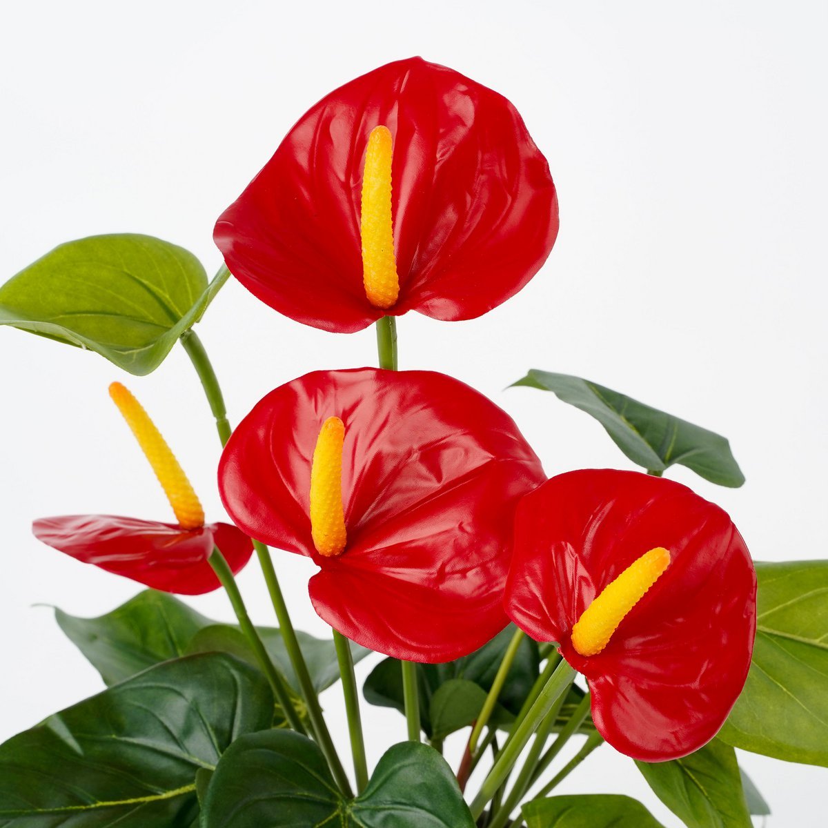 Glimmerdekorationen – Künstliche Anthurium-Pflanze im Blumentopf – H38 x Ø30 cm – Rot