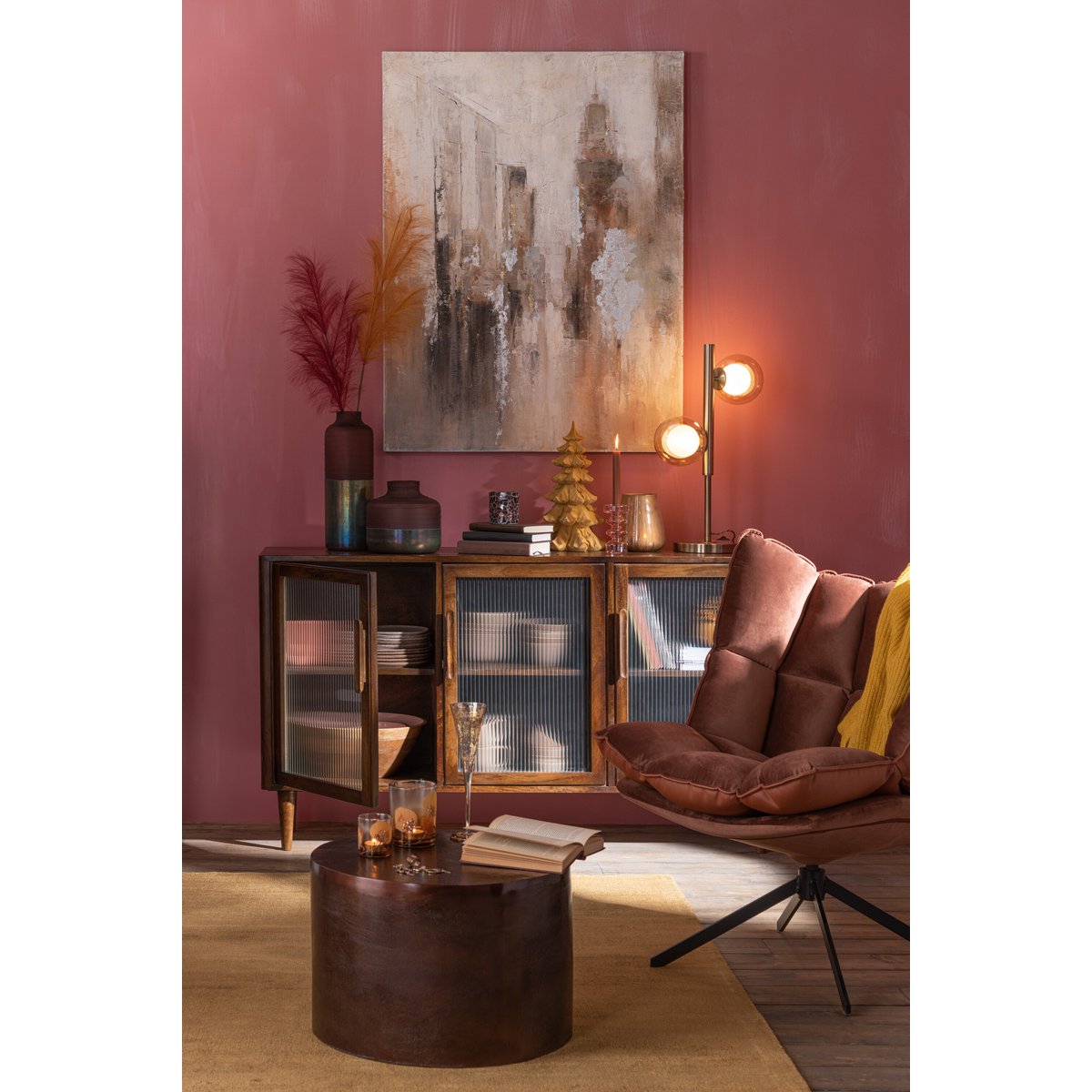 J-Line - Vaas Mat/Blinkend - Glas - Roze - Large