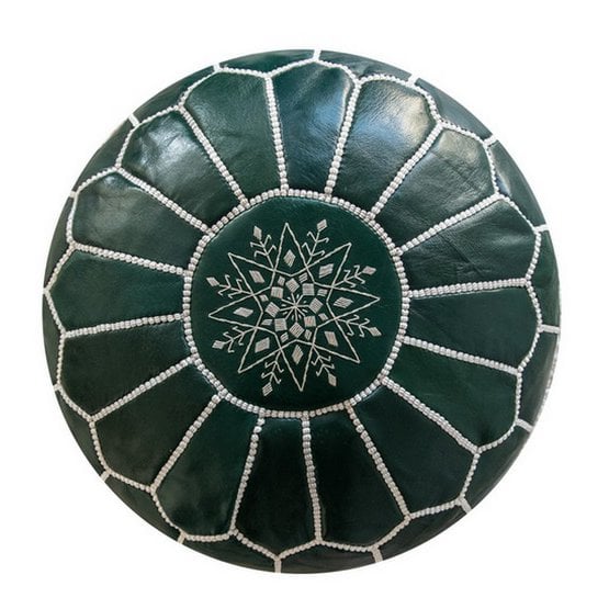 Poufs & Kissen - Lederpouf - grün - gefüllt geliefert