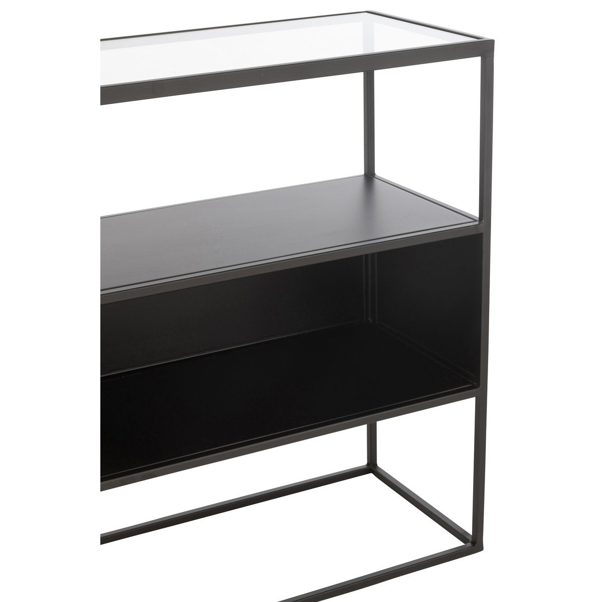 J-Line - Console Vierkant Metaal/Glas Zwart