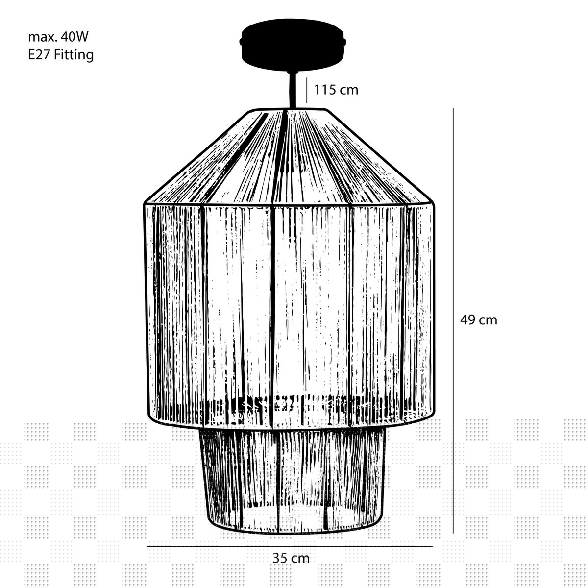 Mica Decorations - Elsa Hanglamp - H49 x Ø35 cm - Jute - Lichtbruin