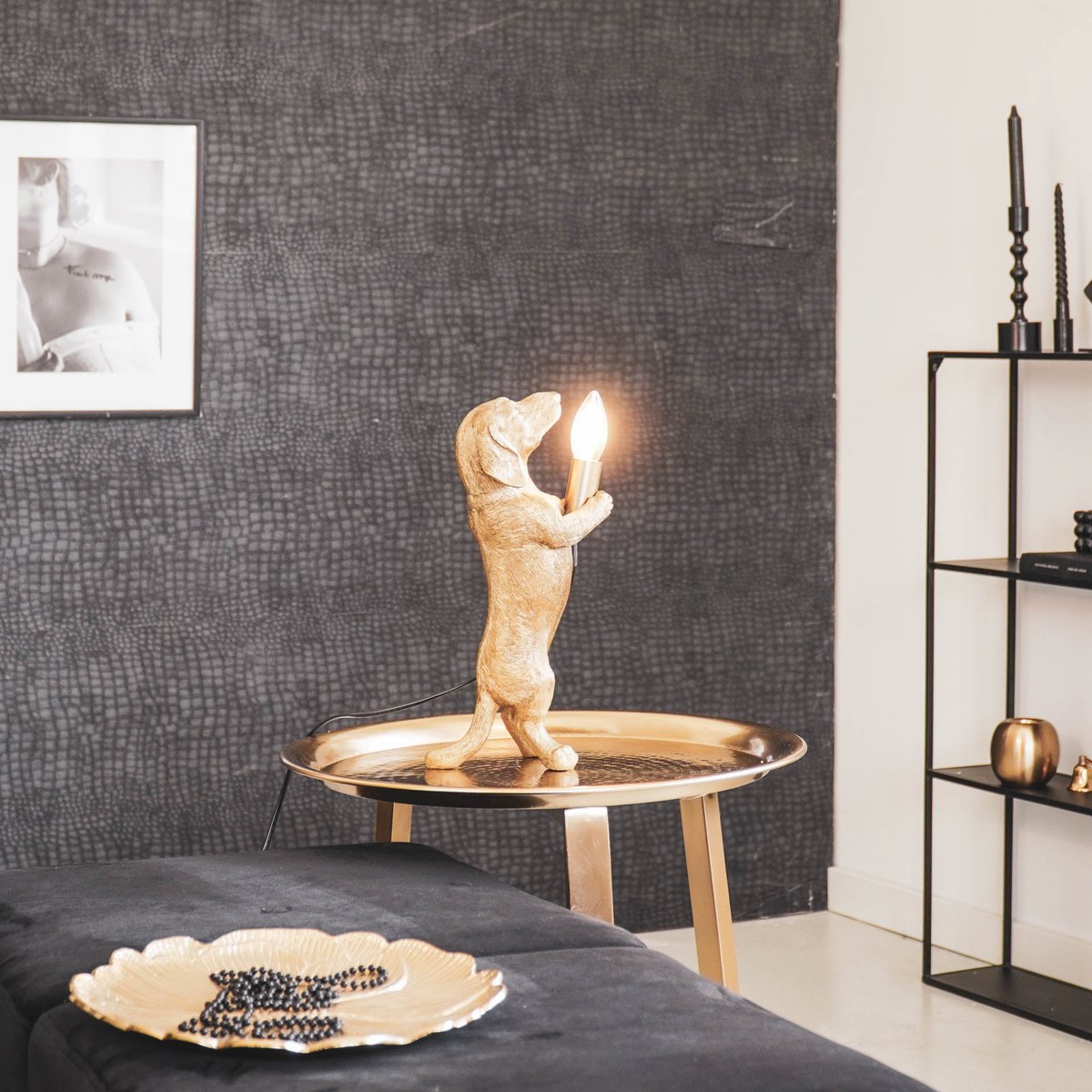 Housevitamin - Tafellamp 'Teckel' (Goud, 38cm)