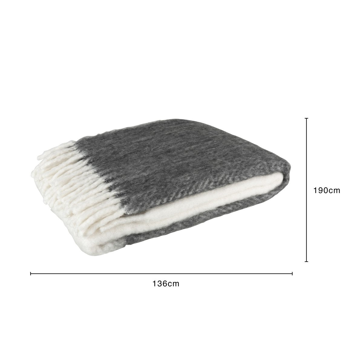 J-Line – Plaid – Polyester – Schwarz/Weiß – 190 x 136 cm