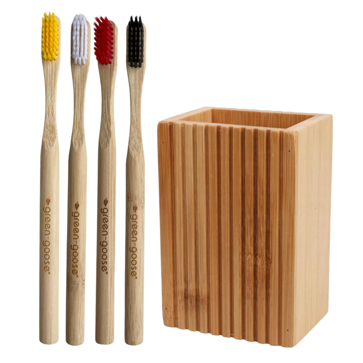 green-goose - Bamboe Tandenborstelhouder met 4 Castor Tandenborstels