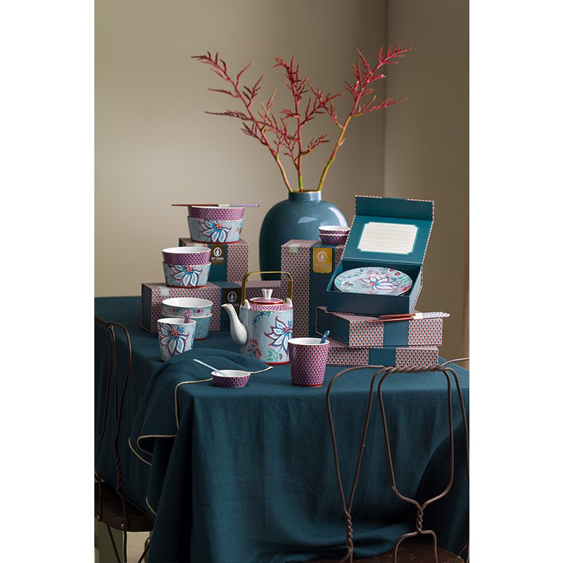 Pip Studio - Giftset Mugs without Ear Oriental Flower Festival Blue 230ml