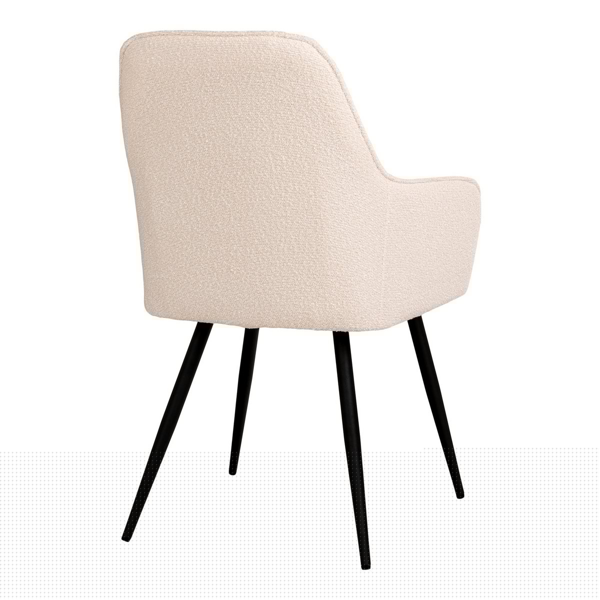 House Nordic - Harbo Dining Chair - Eetkamerstoel in bouclé, wit met zwarte poten - set van 2