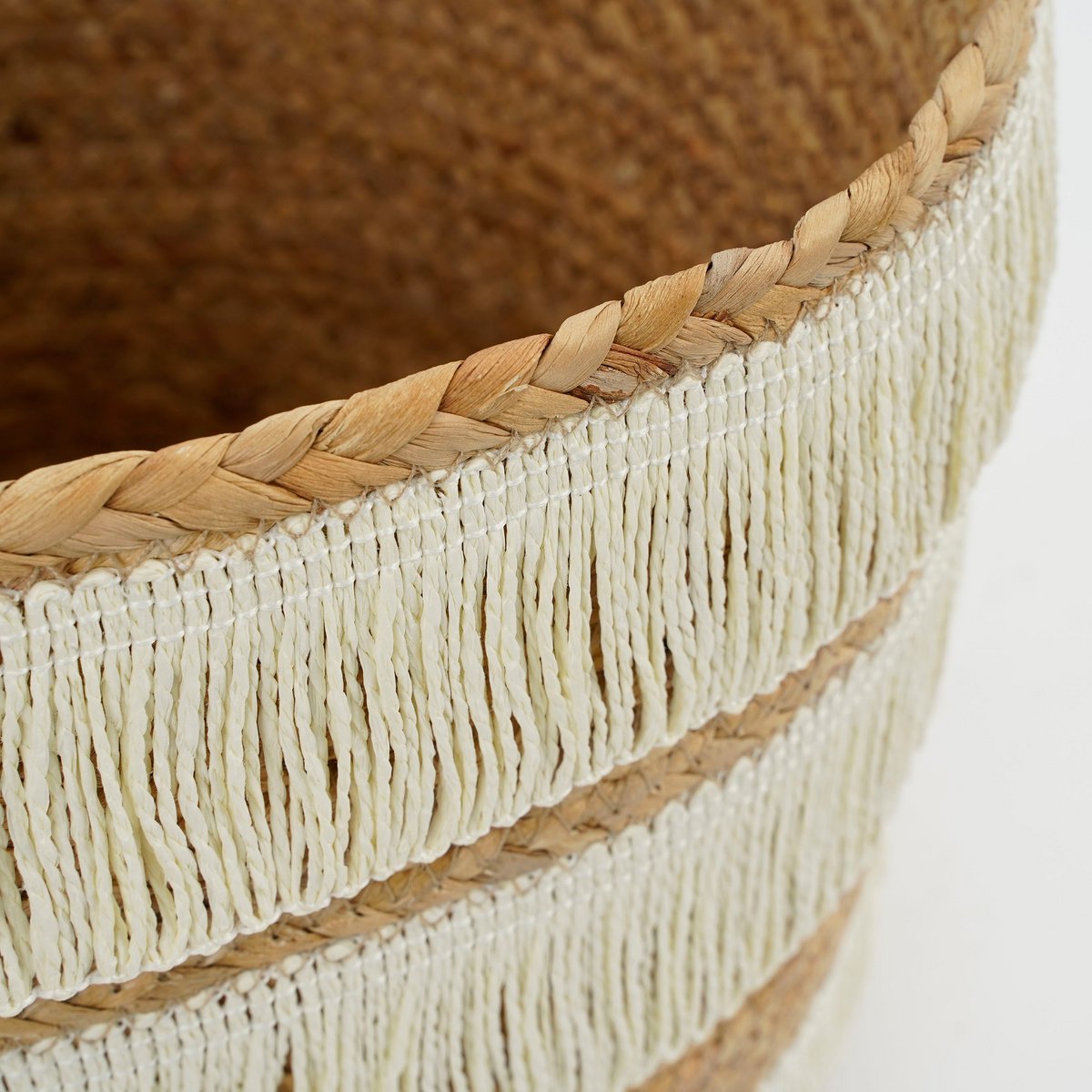 Glimmerdekorationen – Aufbewahrungskorb – 2er-Set – H30 x Ø32 cm – Wasserhyazinthe – Braun