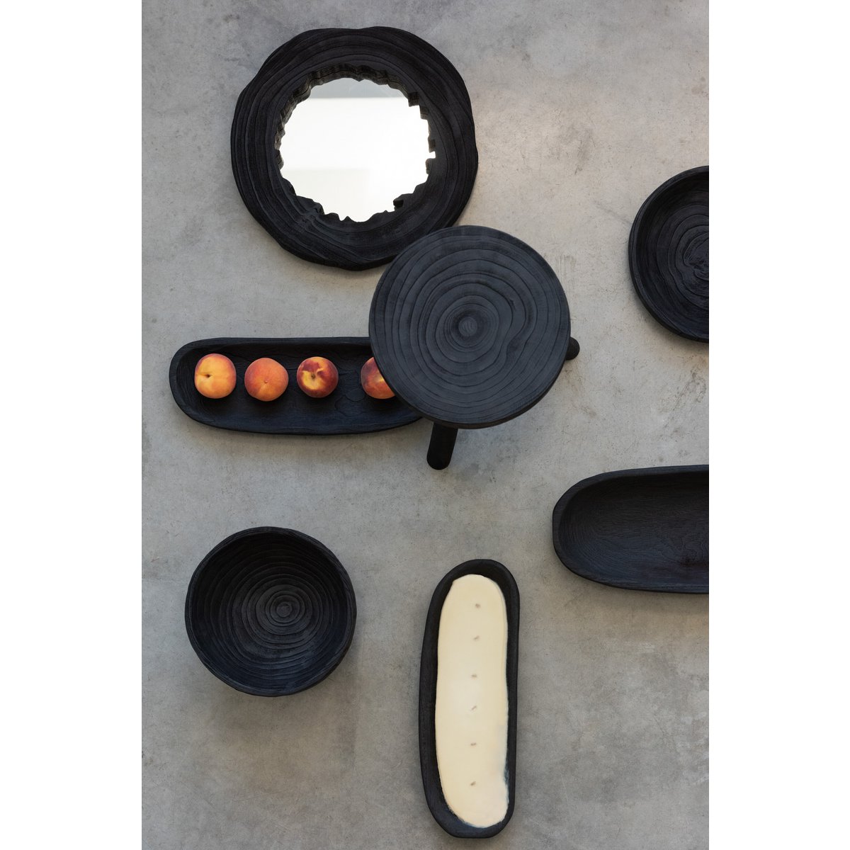 J-Line - Set Van 2 Krukjes Paulownia Hout Zwart