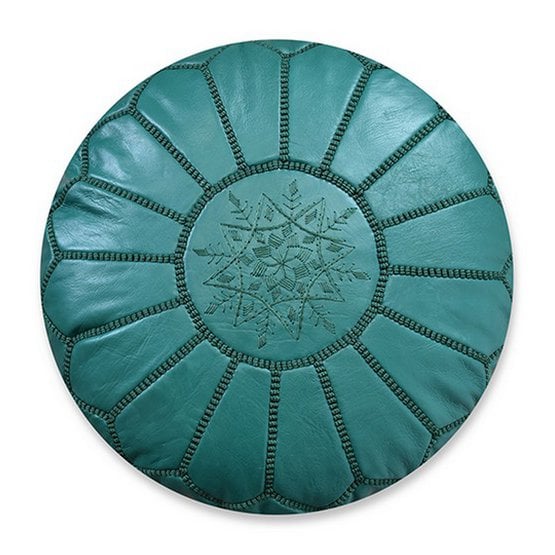 Poufs & Kissen - Lederpouf - komplett grün - gefüllt geliefert