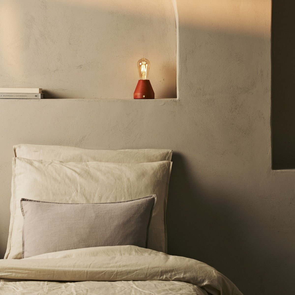 Tavellio-Amsterdam - Zavi kastanje bruin oplaadbare LED-tafellamp | Dimbaar en draagbaar | Batterijduur van 80 uur