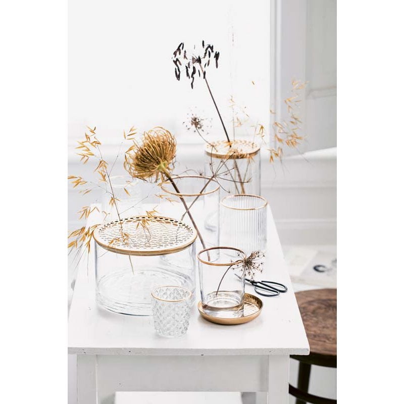 vtwonen - Vaas met metalen deksel goud 12,5x19cm