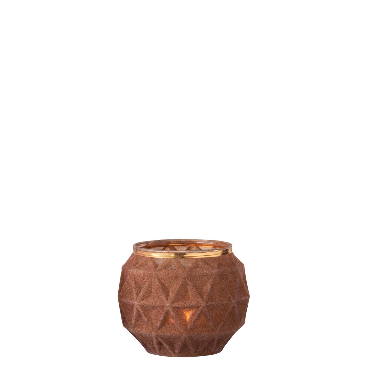 J-Line – Teelichthalter-Kugel – Glas/Samt – Ocker – Groß