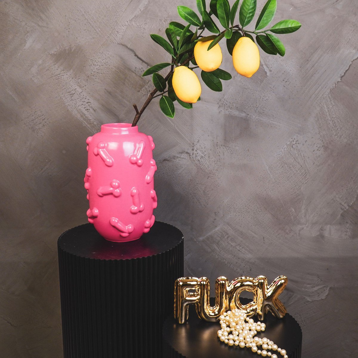 Housevitamin - Vaas - Dick - Keramiek - Roze - 17x17x27cm