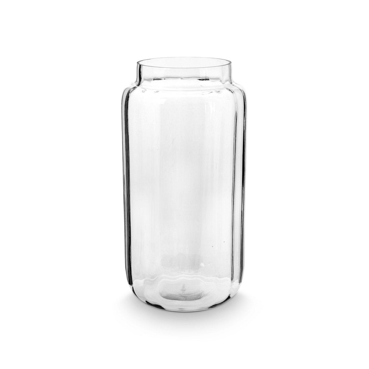 vtwonen - Vase Glass Rib Stripes Clear 16.5x32cm
