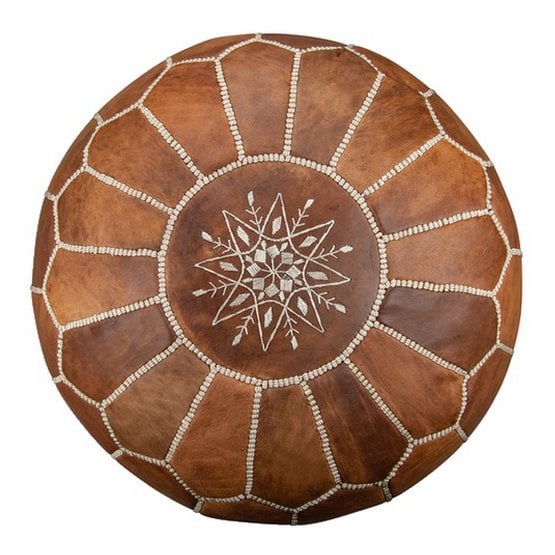 Poufs & Kissen - Lederpouf - Cognacbraun - gefüllt geliefert