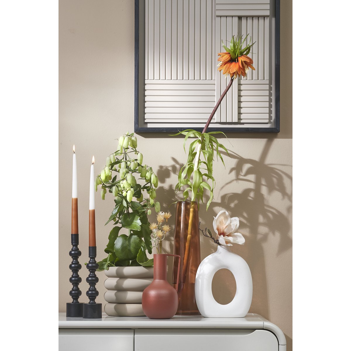 Glimmerdekorationen - Xandra Schmale Vase - H38 x Ø10 cm - Glas - Braun